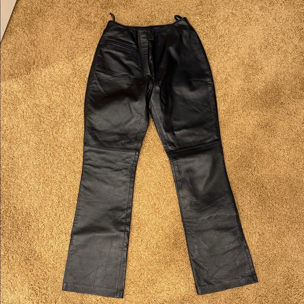 Marcia Italian Black Leather Pants
